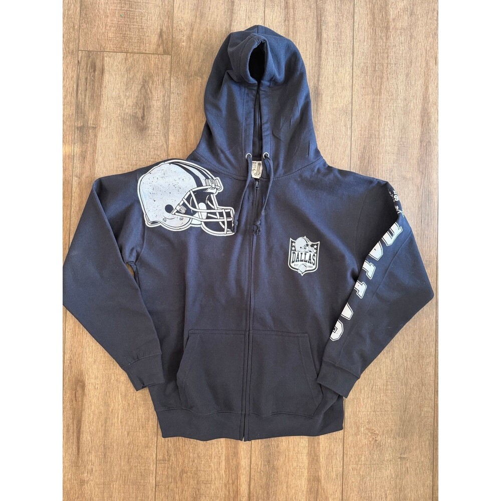 Dallas Football Full Zip Hoodie Navy Sweatshirt Size 2XL